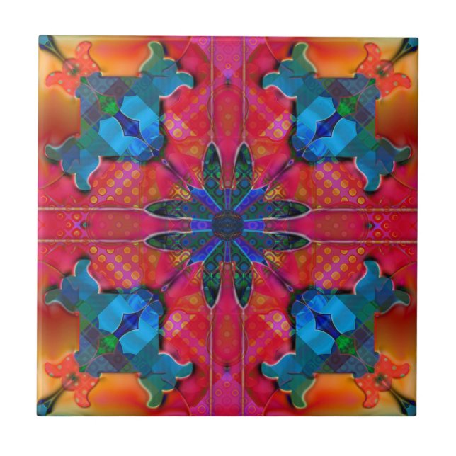 Geometric Retro Hippie Fantasy Tile (Front)