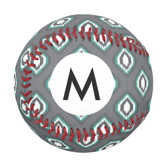 Geometric retro ikat tribal pattern baseball (Front Left)