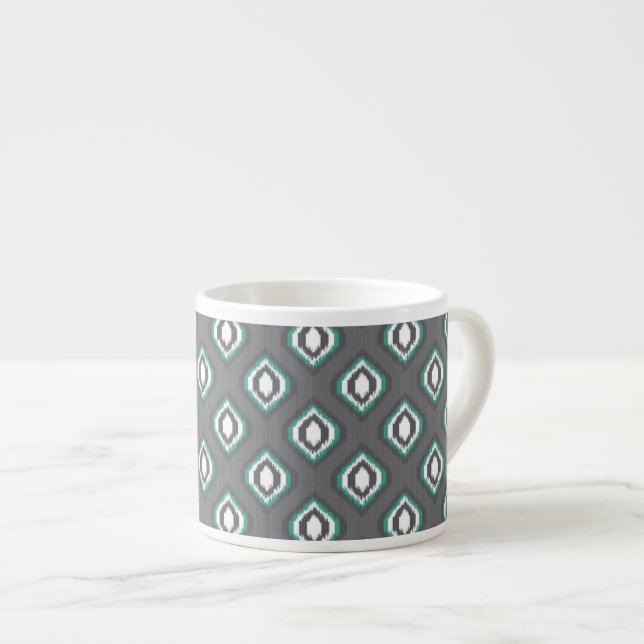 Geometric retro ikat tribal pattern espresso cup (Front Right)