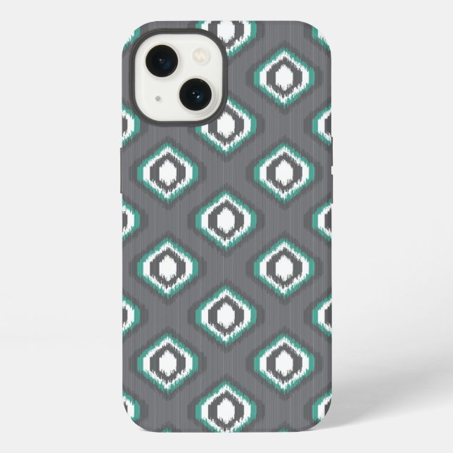 Geometric retro ikat tribal pattern iPhone case (Back)