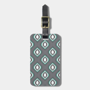 Geometric retro ikat tribal pattern luggage tag