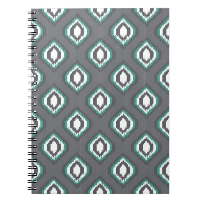 Geometric retro ikat tribal pattern notebook (Front)