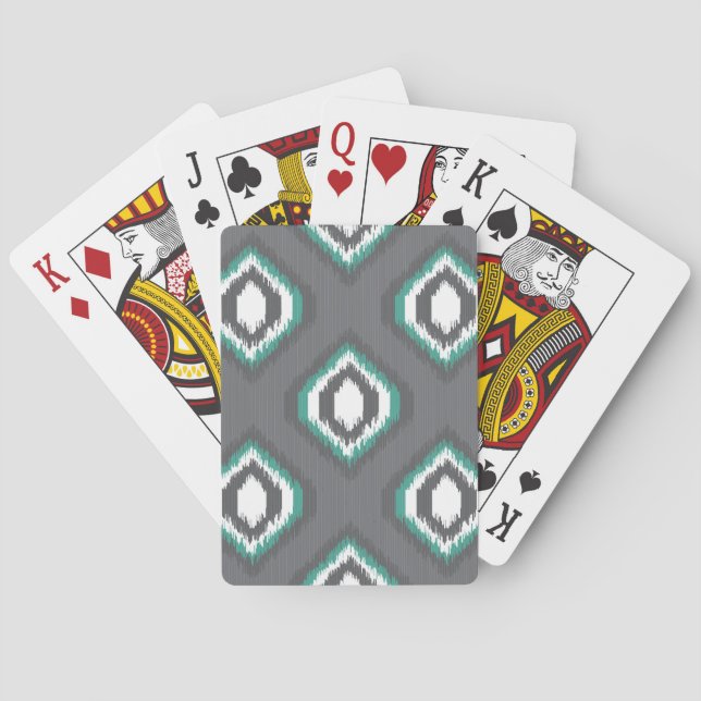 Geometric retro ikat tribal pattern playing cards (Back)