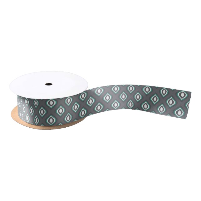 Geometric retro ikat tribal pattern satin ribbon (Spool)