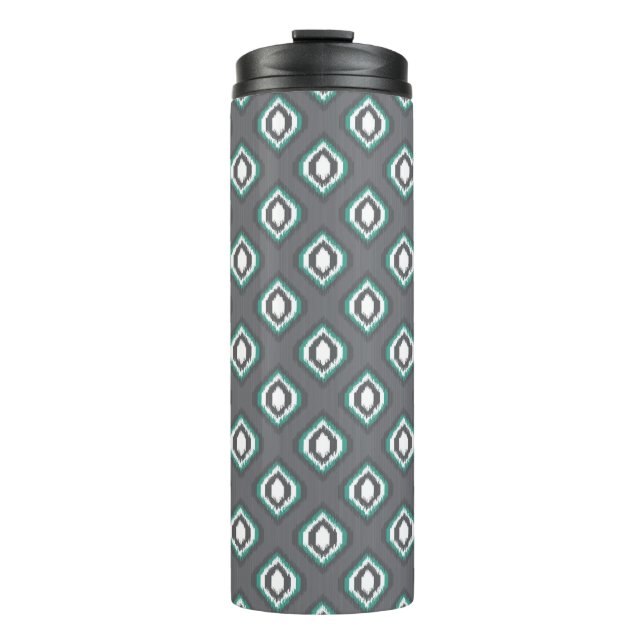 Geometric retro ikat tribal pattern thermal tumbler (Front)