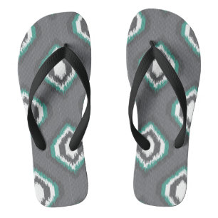 Geometric retro ikat tribal pattern thongs
