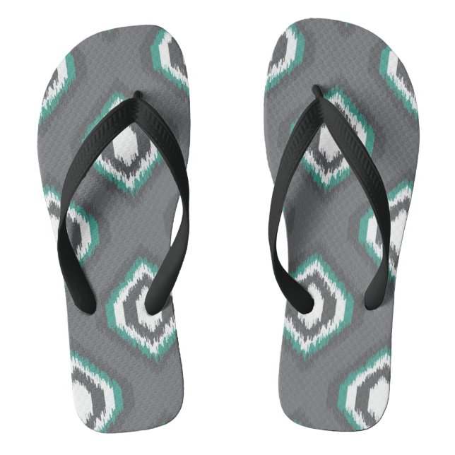 Geometric retro ikat tribal pattern thongs (Footbed)