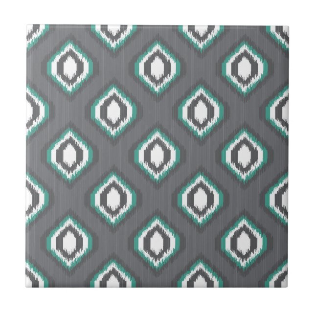 Geometric retro ikat tribal pattern tile (Front)