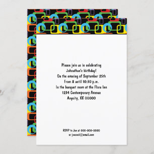 Geometric Retro Multicolored Pattern Birthday Invitation