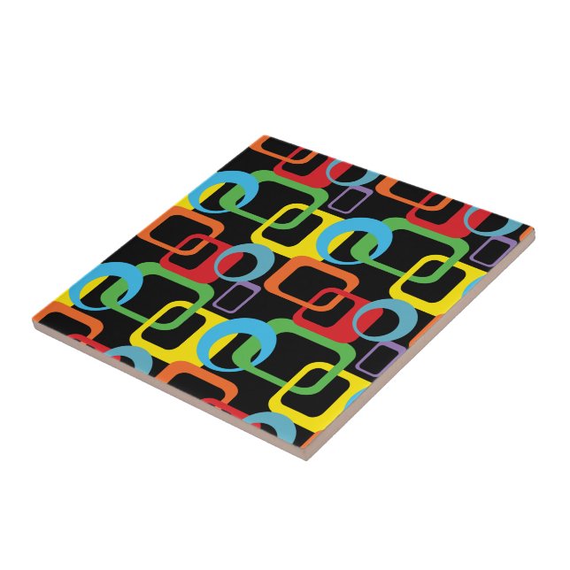 Geometric Retro Multicolored Pattern Tile (Side)