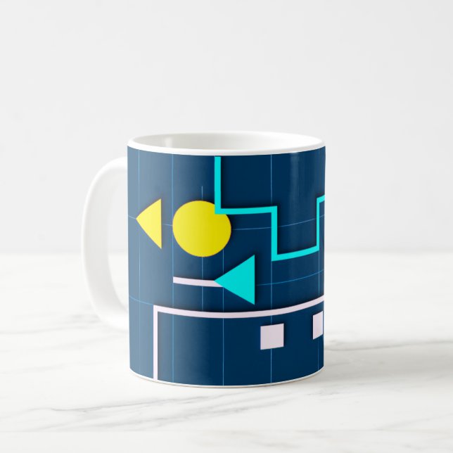 Geometric Retro Tech   Coffee Mug (Front Left)