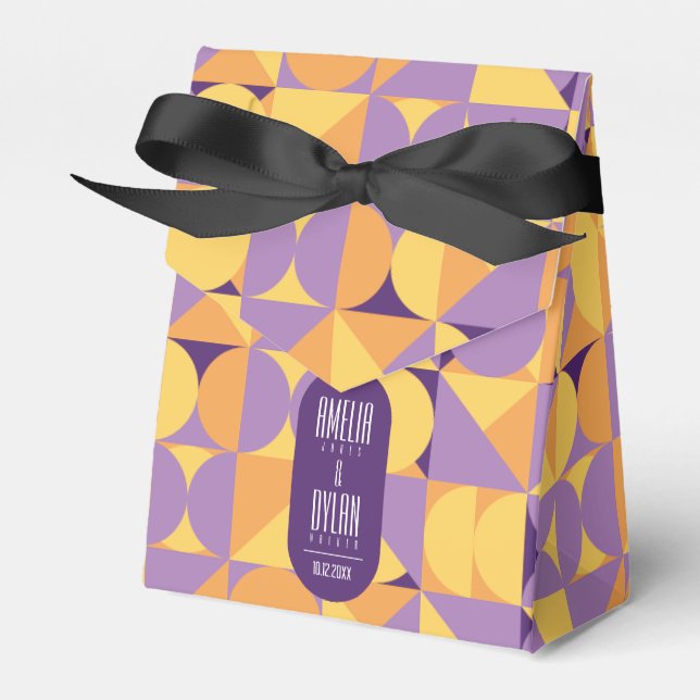 Geometric Retro Vibes Autumn colour Favour Boxes (Front Side)