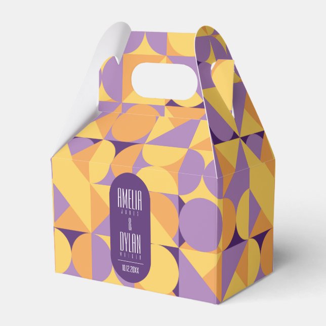 Geometric Retro Vibes Autumn colour Favour Boxes (Front Side)