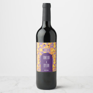 Geometric Retro Vibes Autumn wedding Gift Wine Label