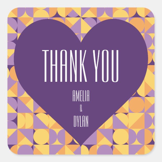 Geometric Retro Vibes Autumn wedding Thank you Square Sticker (Front)