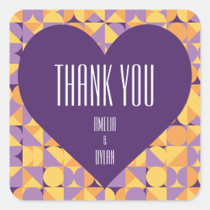 Geometric Retro Vibes Autumn wedding Thank you Square Sticker