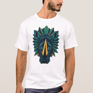 Geometric Rhino in Teal and Gold T-Shirt