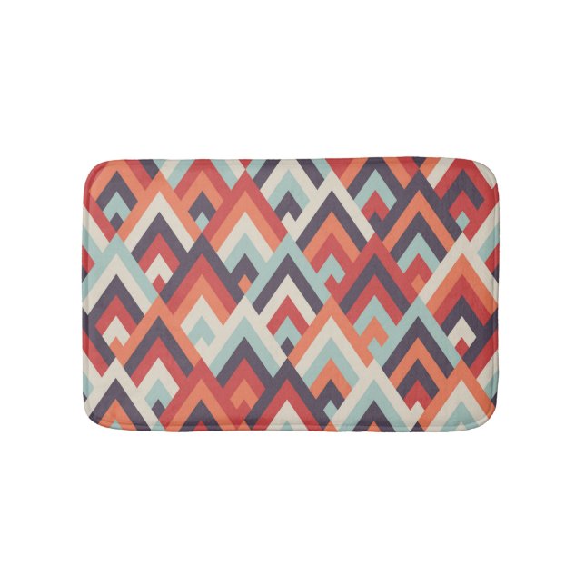 Geometric Rhombus: Vintage Colourful Pattern. Bath Mat (Front)