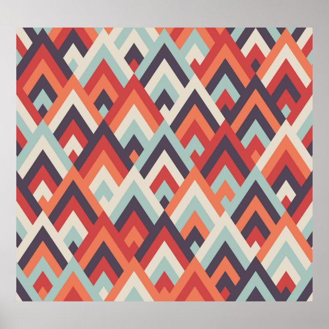 Geometric Rhombus: Vintage Colourful Pattern. Poster (Front)