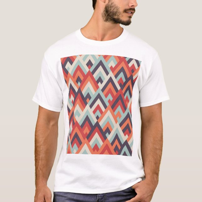 Geometric Rhombus: Vintage Colourful Pattern. T-Shirt (Front)