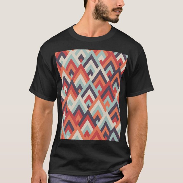 Geometric Rhombus: Vintage Colourful Pattern. T-Shirt (Front)