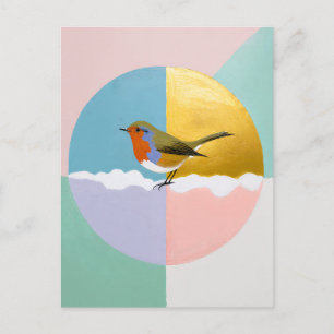 Geometric Robin Sphere Holiday Postcard