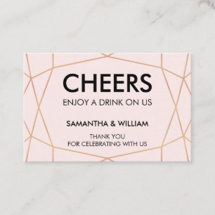 Geometric Rose Gold Drink Ticket   Custom Colour
