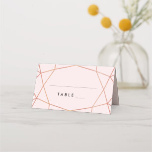 Geometric Rose Gold Escort Card Custom Colour