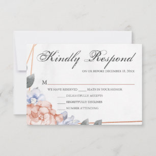 Geometric Rose Gold Floral Wedding RSVP Card