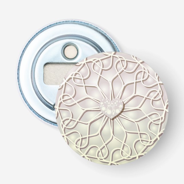 Geometric Rose Gold LOVE Heart Pattern Bottle Opener (Front)