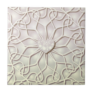 Geometric Rose Gold LOVE Heart Pattern Ceramic Tile