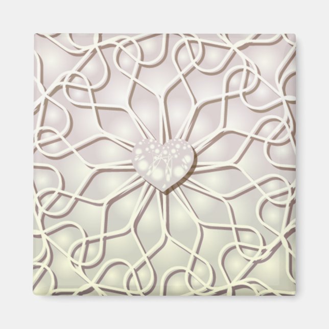 Geometric Rose Gold LOVE Heart Pattern Magnet (Front)