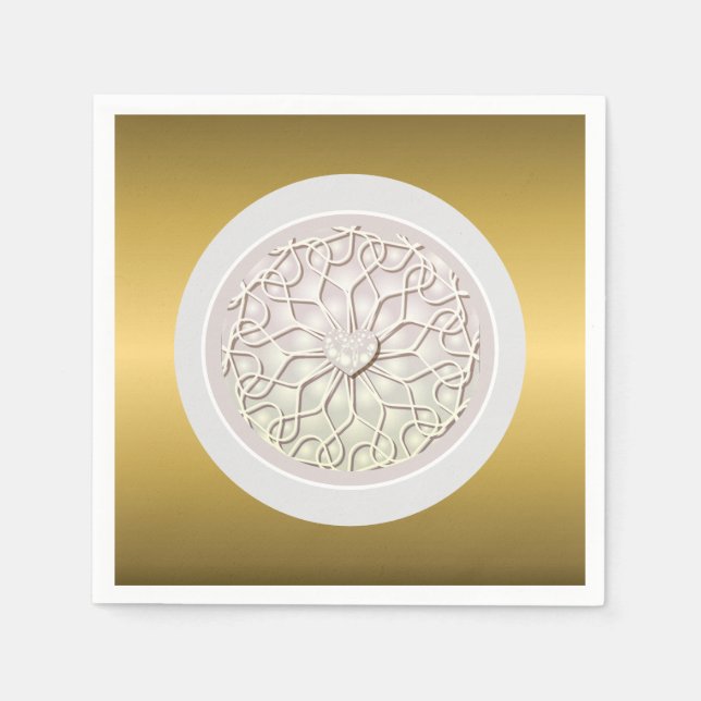 Geometric Rose Gold LOVE Heart Pattern Napkin (Front)