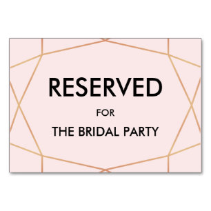 Geometric Rose Gold Reserved Table Sign   Custom Table Number