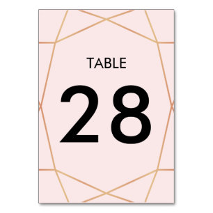 Geometric Rose Gold Table Number   Custom Colour