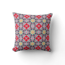 Geometric Rose Mandala Pattern in Red and Teal