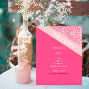 Geometric Roses Red Wedding Favours Pedestal Sign