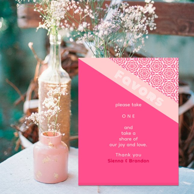 Geometric Roses Red Wedding Favours Pedestal Sign (Creator Uploaded)