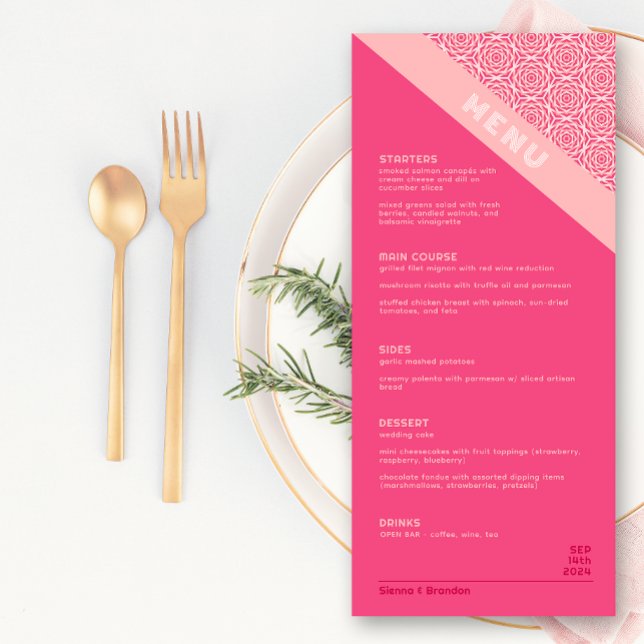 Geometric Roses Red Wedding Menu (Creator Uploaded)