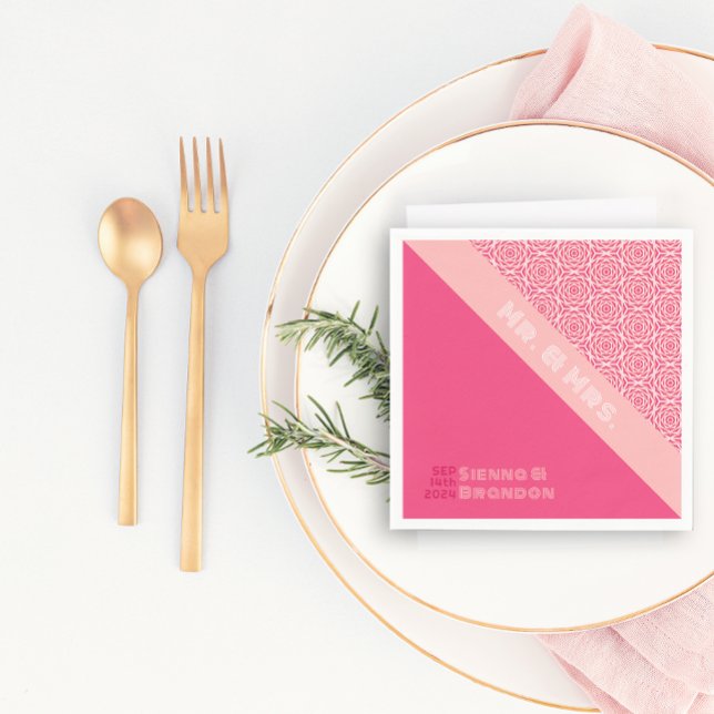 Geometric Roses Red Wedding Napkins (Creator Uploaded)