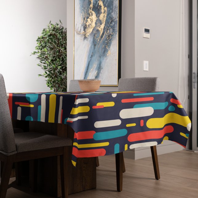 Geometric Rounded Rectangle Pattern  Tablecloth (Geometric rectangles table cloth)