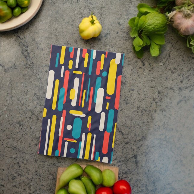 Geometric Rounded Rectangle Pattern  Tea Towel (Kitchen Towel)