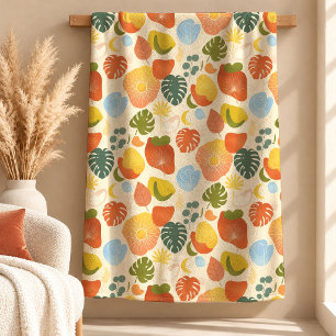 Geometric Rust Sage Rainbow Shapes Blanket Decor