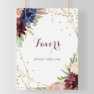 Geometric Rustic Gold Gliter Favors Sign