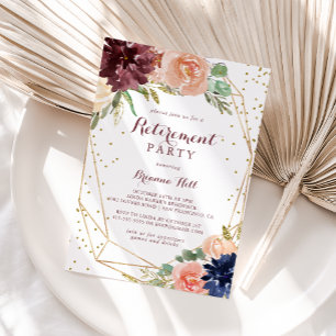 Geometric Rustic Gold Glitter Retirement Party Invitation