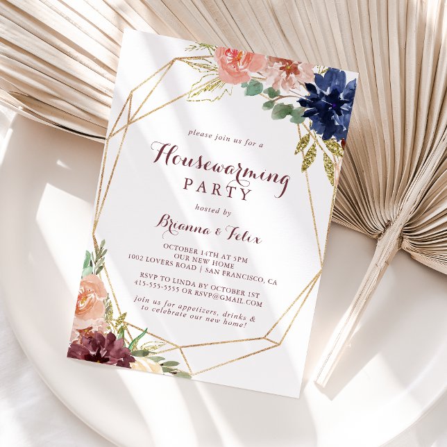 Geometric Rustic Gold Housewarming Party Invitation (Creator Uploaded)