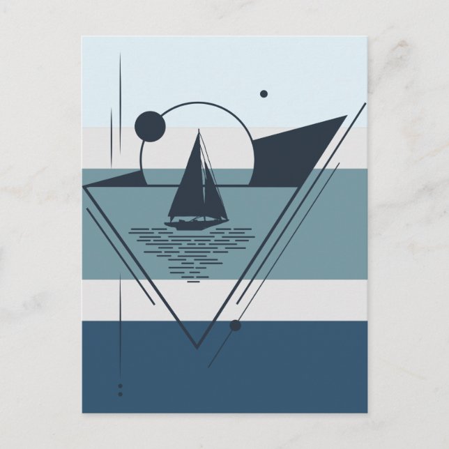 Geometric Sailboat Modern Art Holiday Postcard (Front)