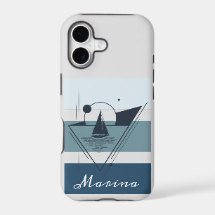 Geometric Sailboat Modern Art Personalised