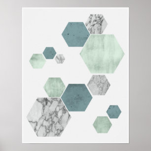 Geometric, scandinavian coastal hues art print