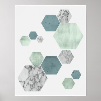 Geometric, scandinavian coastal hues art print